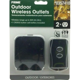 Prime Outdoor Wireless Remote 2 Outlets 80ft Range Exterior Light   1502-442