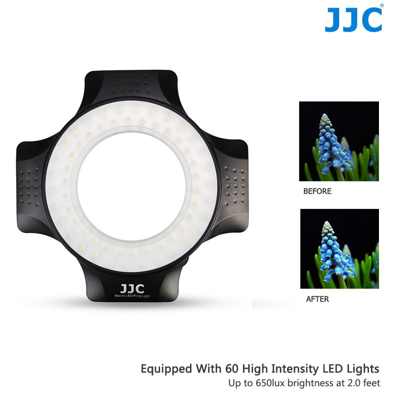 JJC 60PCS LED Bubbles Dimmable Macro LED Ring Light fits