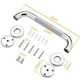 Bathroom Grab Bar Rail, 304 Stainless Steel Anti-Slip Safety Handrail for Elderly & Disabled – Sturdy Grab Rails for Bathroom, Shower, Toilet, Bedroom, Kitchen, Steps (30CM 1PCS)