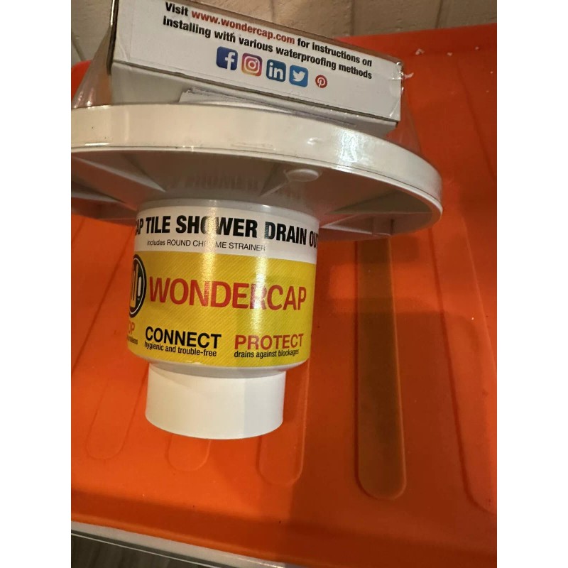 White WONDERCAP | All-in-One 2in Shower Drain, ABS Shower Drain