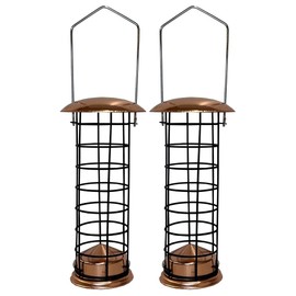 2 x Copper Style Hanging Bird Suet Fat Ball Feeder