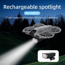 SZZCNOX NEO 2 LED Night Flight Searchlight, Drone Night Spotlight LED Navigation Light Fill Light Accessories for DJI Neo 2, Rechargeable（Black）