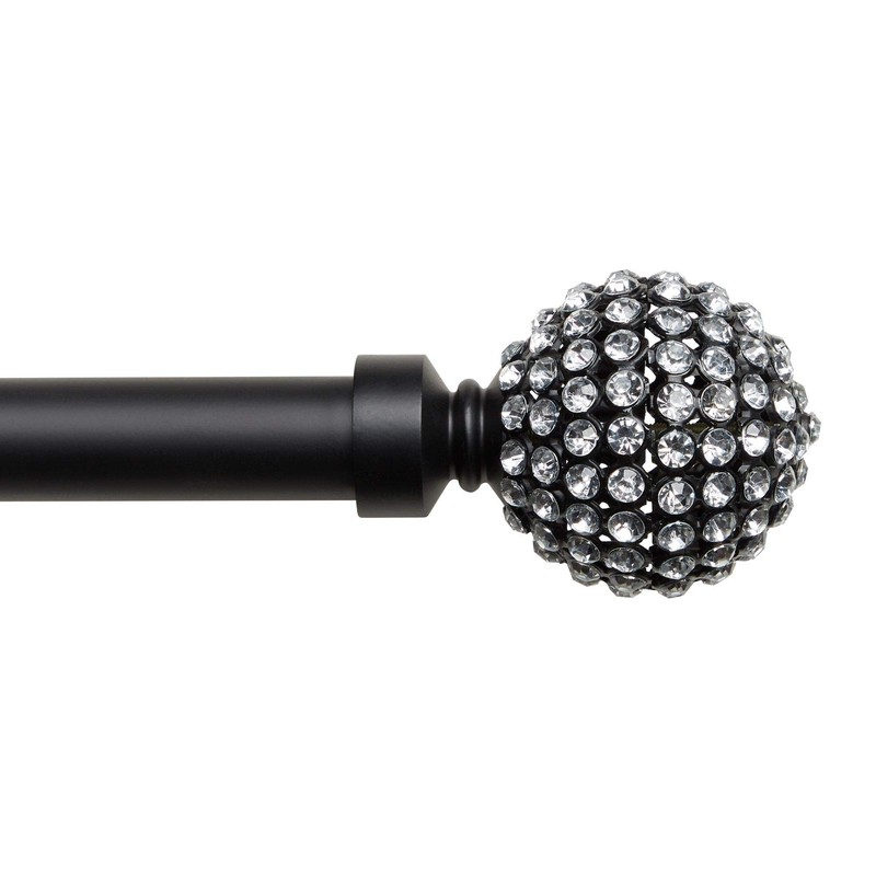 Exclusive Home Anastasia 1" Curtain Rod and Finial Set, Black,