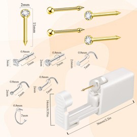 Nose Piercing Kit 4 Pack Disposable Piercing Gun Self Nose Piercing Kit Nose Piercing Rings Nose Piercings Kit with Gold Plated Nose Stud Low Pain At Home Piercing Kit Family Piercer kit, Normal,