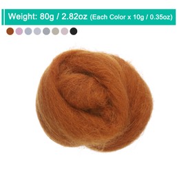 sourcing map Needle Felting Wool, 2.82oz Natural Fibre Wool Roving Yarn Wool Felting Supplies for Needle Felting Yarn DIY Handcraft, 8 Colors, 10g/pack
