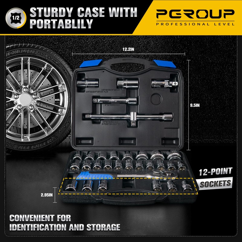 pgroup 1/2 inch Drive 8mm-32mm Metric socket set, 32-piece Mechanic