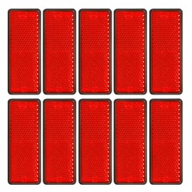 Yinaolan 10 Pack Red Self Adhesive Rectangle Reflectors, E11 Approval Road Safety Stick-on Rear Reflectors for Trailer Caravan Truck Lorry or Agricultural Machines