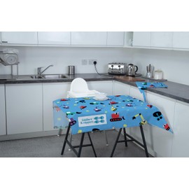 Tiddlers & Nippers Large 130cm x 130cm Reusable Splash Splat Mat | Waterproof, Machine Washable, Anti-Slip | Meal Times Under High Chair, Picnics, Crafts, Play Mat, Table Cloth (Diggers & Lorries)