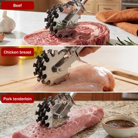 Angoily Steak tenderiser meat tenderiser stainless steel rolling meat tenderiser tool meat roller soft copper roller for steak chicken pork beef meat tenderiser steaker