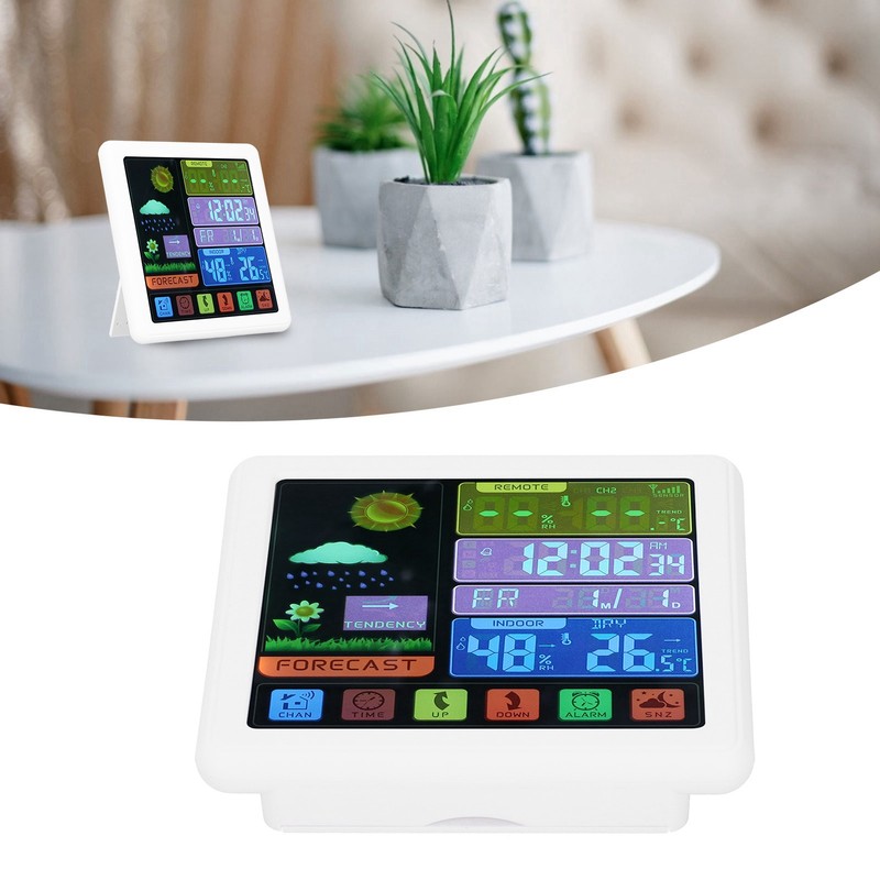 Wireless Weather Clock Digital Thermometer Hygrometer with Touch Screen for