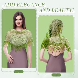 ramede Lace Scarf for Women Triangle Lace Scarf Floral Shawl Lace Head Scarf Lightweight Fashion Scarf Wrap Lace Bandana(Green)