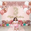 Rose Gold Pink 3rd Birthday Banner Backdrop for Girls,3 Years