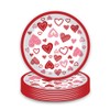 HANSAMU 24 Pcs Valentine Paper Plates Red Heart Printed Round