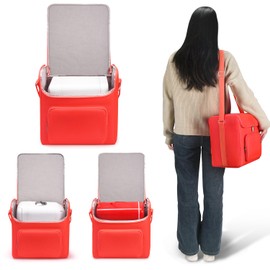 Hzycwgone Mini Fridge Travel Case, 4L/6 Cans Portable Cover Storage Bag for Frigidaire EFMIS129 Compact Refrigerators,for AstroAI Mini Fridge,for Cooluli Mini Fridge,for Skincare Fridge(Orange)