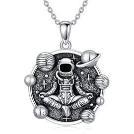 MEIDERBO Space Necklace S925 Sterling Silver Astronaut Necklace Space Jewelry Gifts for Women Men