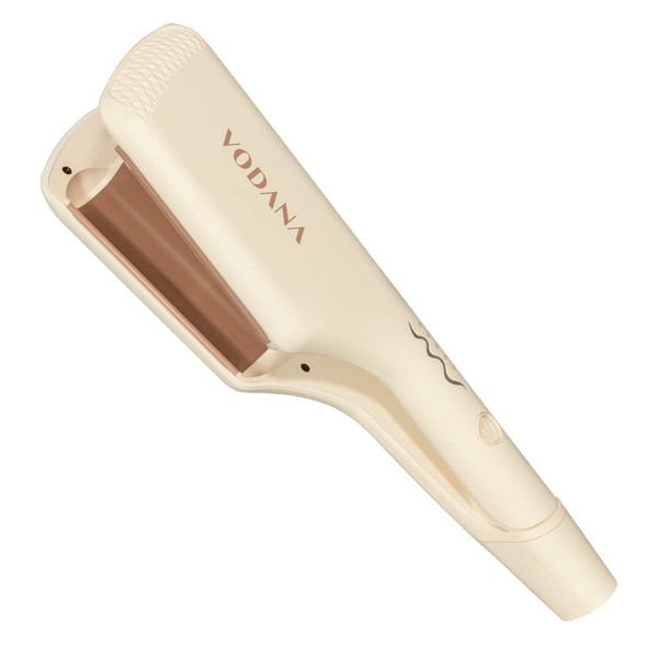 VODANA Professional Triple Flow Ceramic Hair Waver - Easy Beach Waves with Embedded Double Barrel Wave Iron. Experience Instant Heat, Long-Lasting Performance, and Quick Heat Up. (1.25 inch, Brown)