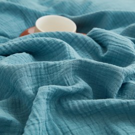 YASMENG Double Muslin Bed Linen 135 x 200 cm Petrol Blue Bed Linen Muslin 100% Cotton Bed Linen Soft Breathable Cuddly Duvet Cover Set 2-Piece with Zip and 80 x 80 cm Pillowcase