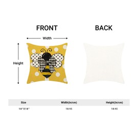 Yxuiyal Summer Pillow Covers 18x18 Set of 2 Yellow Polka Dot Bee Throw Pillow Covers Outdoor Decoration Seasonal Holiday Bee Pillowcase Seasonal Farmhouse Decorative Linen Cushion Case for Home Sofa