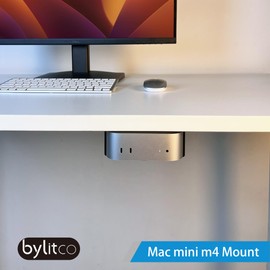 Bylitco All Metal Mount Holder Bracket for Mac Mini M4/M4 Pro 2024, Under Desk or Behind The Monitor