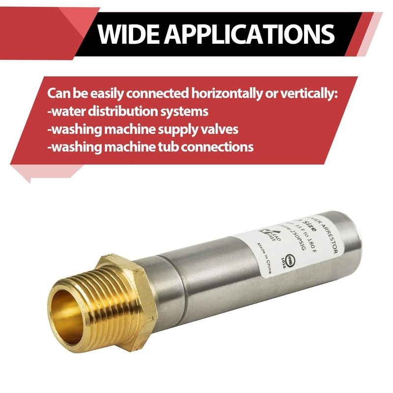 2-Pack EFIELD MH-131, 1/2-Inch MIP Thread Stainless Steel Water Hammer