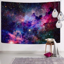 KYKU Galaxy Tapestry Wall Hanging Purple Outer Space Tapestry Cool Trippy Nebula Universe Tapestries for Bedroom Living Room Dorm Decor (W59.1" × H51.2", Purple)