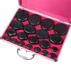 Hot Stones Massage Kit, 20Pcs Portable Smooth and Natural Basalt Hot Rocks Set Massage Stone Warmer with Heater Box for Spa Body Relaxing Massage Therapy