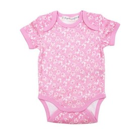 Organic Cotton Summer Short-Sleeve Onesie - Coral in Pink, 6-12 MTHS