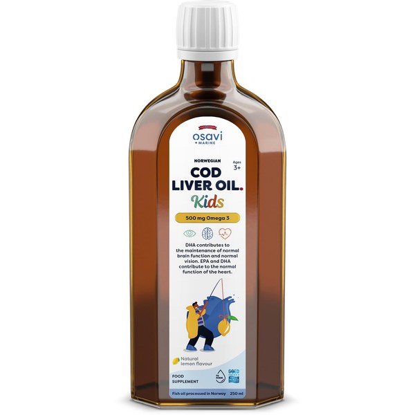 Osavi Norwegian Cod Liver Oil Kids, 500 mg Omega 3 (Lemon) - 250 ml