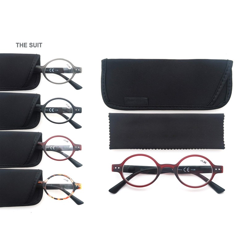 MODFANS 4 Pack Round 1.5 Reading Glasses Women Men,Retro Matte