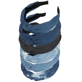 Norbiariz 6 Pack Blue Wide Headbands Knot Headdresses Hair Accessories Headbands for Women Non Slip Headband Girls Fashion Cute Head Bands for Women's Hair Tiaras