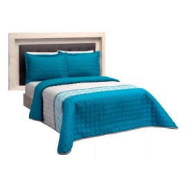 Colchas Elefantito Edredon King Size Ligero Capitonado Bellagio Azul Geometrico