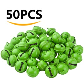 50pcs Green Jingle Bells,Jingle Craft Bells Large Jingle Christmas Bells Metal Bells Bulk for DIY Making,Christmas Party Festival Wedding Decoration and Home Decoration