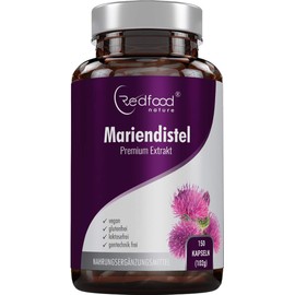 Redfood Milk Thistle Premium Extract, 500 mg Milk Thistle Extract with 80% Silymarin, Highly Concentrated, 150 Vegan Capsules, Made in Germay, 100% Vegan