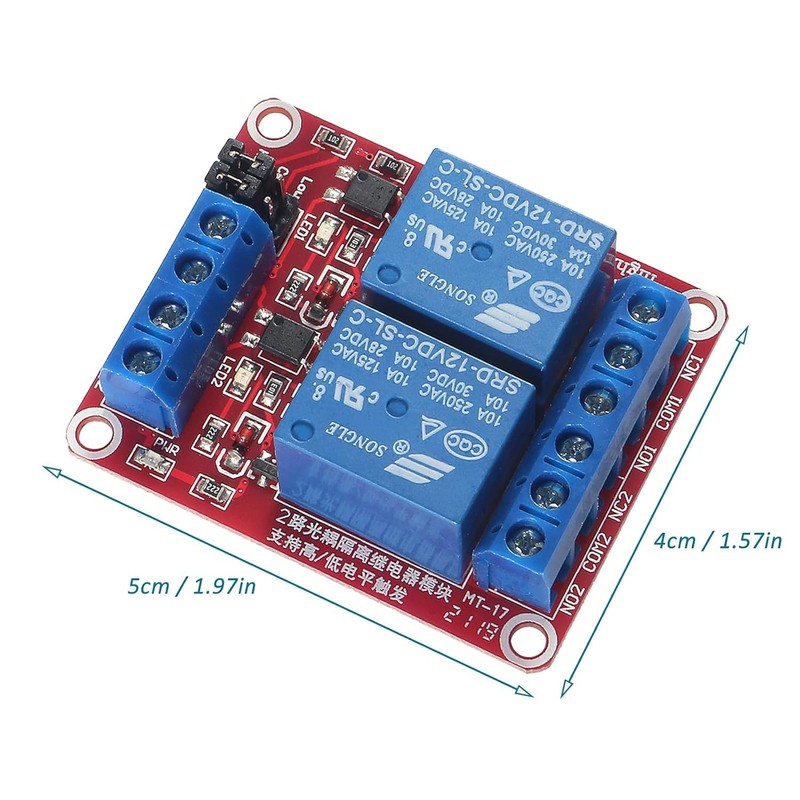 GTIWUNG Pack of 4 2 Channel 12 V Relay Module,