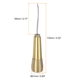 sourcing map Copper Handle Sewing Awl Set Elbow Hooked Awl Needle Repair Tool Kit with 1 Needle for DIY Sewing Repairing Drilling Leather Canvas Shoes Soles Bag, Yellow