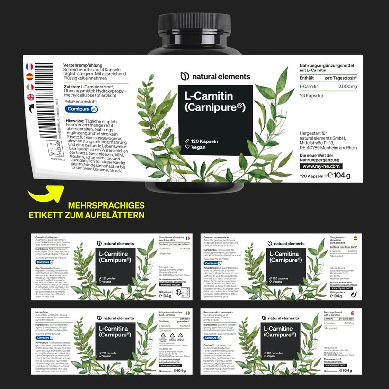 L-Carnitine 2000 - Premium: Carnipure® by Lonza - 120 capsules