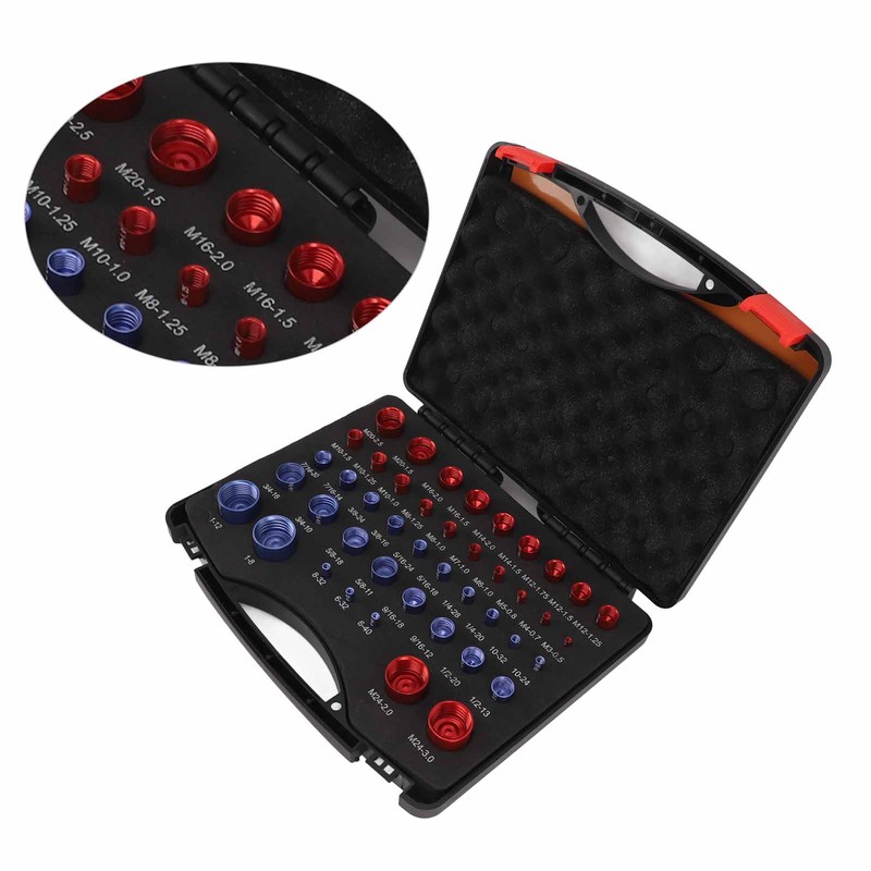 44pcs Nut and Bolt Thread Checker Red Blue Nut and