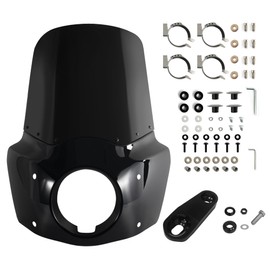FATECIM Motorcycle 5.75" Headlight Fairing with 15" Dark Smoke Windshield Windscreen & 35-41mm Mounting Hardware For Harley 86-15 Sportster 1200 Iron 883 XL883N Seventy Two Sportster 1100