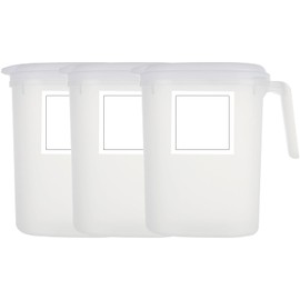 VIDETOL 3 PCS Water Jug, Pitcher Jug with Lid, Safe Milky Plastic Jug with Lid for Cold Water, Juices, Kitchen Home and Picnic