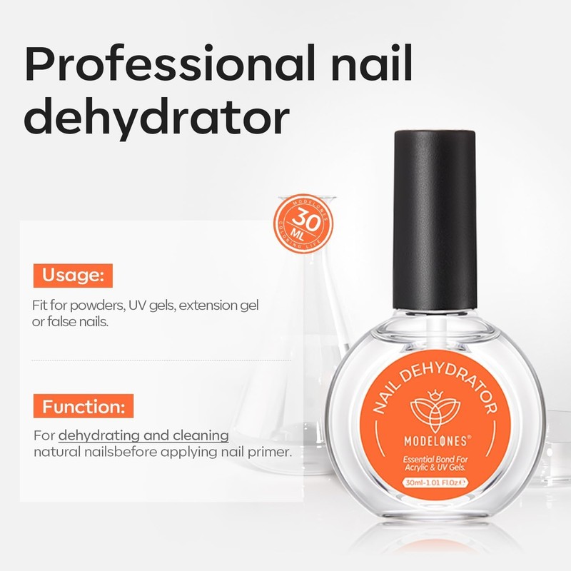 Modelones Nail Dehydrator, 30 ml Nail Dehydrator for Acrylic Nails