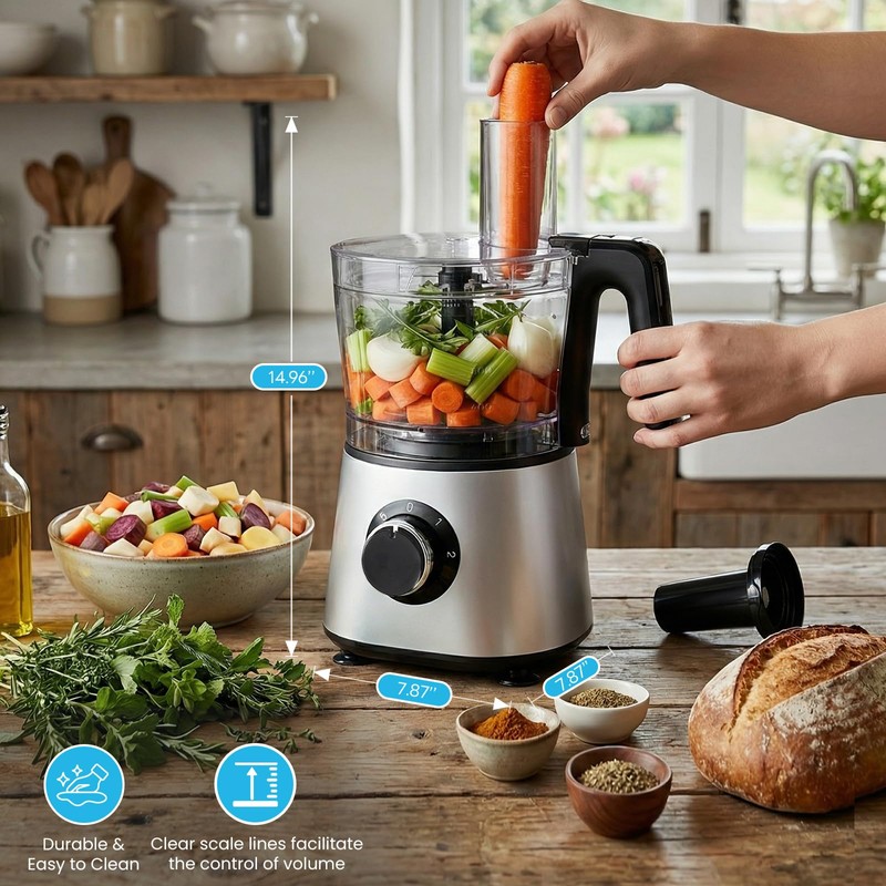 OLIXIS Food Processor with 2 Cups, Electric 1.5L Food Chopper