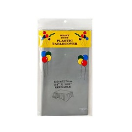 Paquete de 2 manteles de plástico grises desechables de plástico para mesa, manteles, barbacoa, picnic, cumpleaños, boda, mantel, impermeable, ligero, ligero, fino, gris, 54 x 108 pulgadas