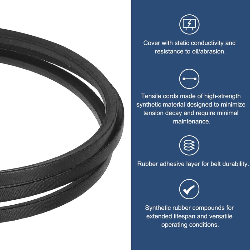 sourcing map 2Pcs 3L730 Classic Wrapped Rubber V-Belt, 73"(1854mm) Outside