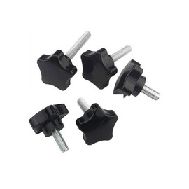 BOZONLI Star Handle Screws, Thread Clamping Knob, Black Plastic Hand Knob, Star Shape Screw on Knob for Machine Tools, M8 x 60 mm, Pack of 5