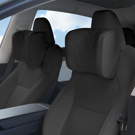 Car Headrest Leather Memory Foam Neck Pillow for Driving with Leather Soft Comfortable Seat Head Pillow Cushion / Car Neck Pillow SUV Sedan Relieving Neck Stiffness Seat Neck Support Pillow Black 2PC