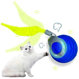 QXFE Interactive Cat Toy Ball for Indoor - Strong Driver for Endless Entertainment, Automatic Cat Toy for Indoor Cats, Enrichment and Interactive Cat Toys for Hours of Fun (Blue)