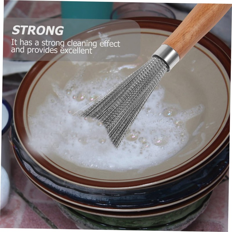 BESPORTBLE 2pcs Stainless Steel Cleaning Brush Handle for Pots Pans