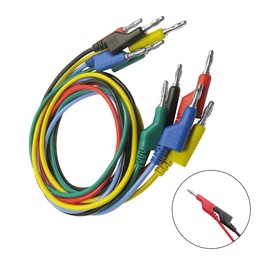 Aofan Multimeter Banana Plug to Banana Plug Test Cable Including 5 Pieces 4 mm Banana Plug Insulated Crocodile Clips, 5 Pieces Test Fork Clips (15 Pieces/Set)