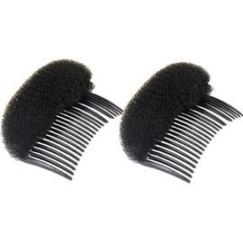 2PCS Women Lady Girls Soft Sponge Foam Hair Base Inserts Bump Up Hair Pads Stick Bun Maker Hair Styling Clip Hair Comb Braid Tool Hair Styling Accessories (Black, Large)