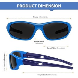 Rocf Rossini Pack of 2 Flexible Kids Sunglasses Boys Polarized Sports Sun Glasses Girls Cycling Shades with Straps UV400 Protection Eyewear for Age 3-10 (Black+Blue/Darkblue)
